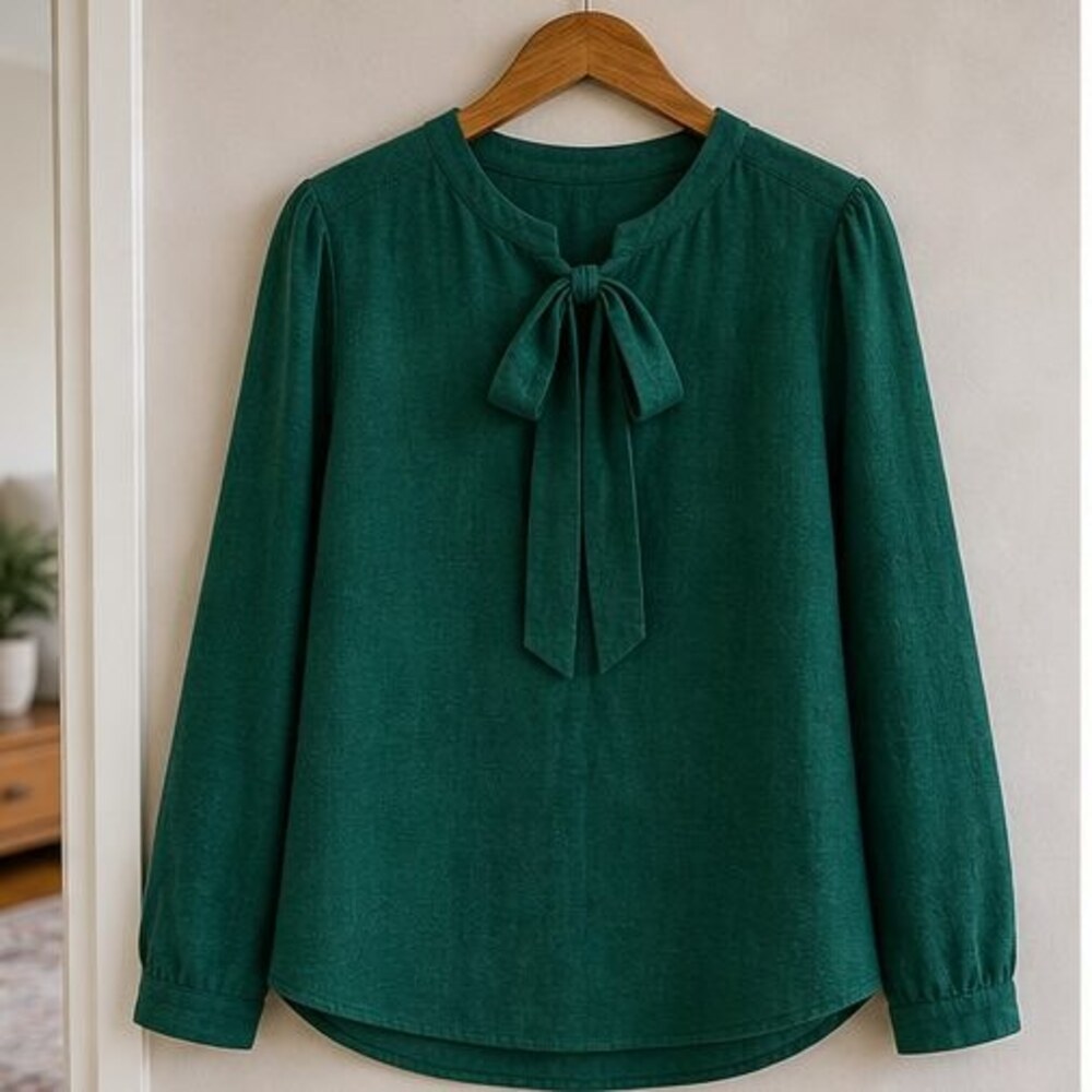 Emerald Tie Neck Blouse